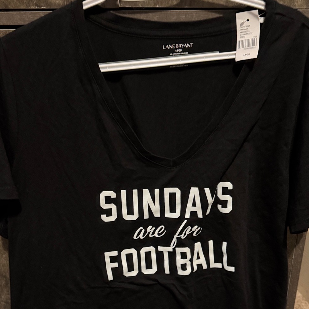 Lane Bryant Black V-Neck Football Tee